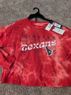 NWT Ladies WEAR by Erin Andrews Red Tie-Dye Houston Texans PJ Set Size Large
